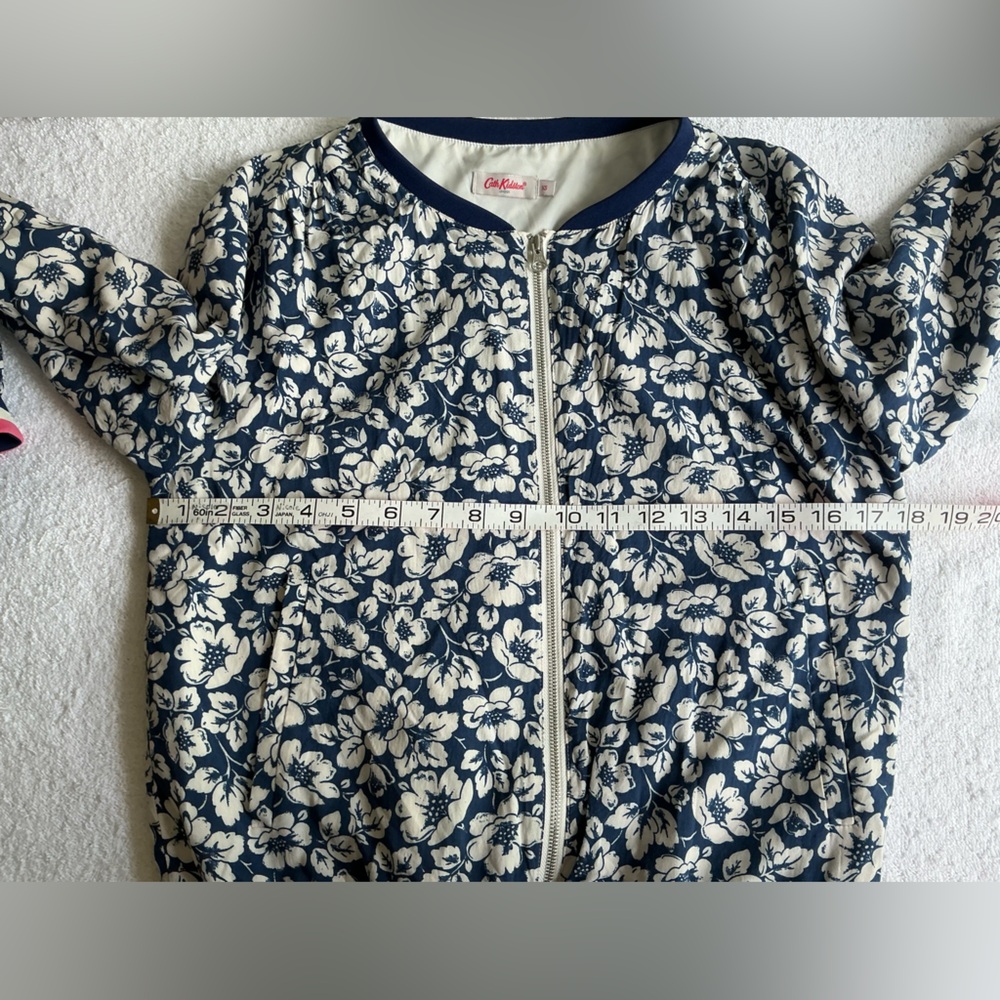 Cath Kidston Navy and White Floral Zip-Front Bomber Jacket - Picture 5 of 7